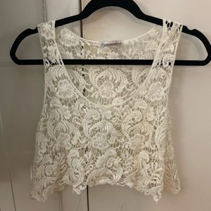 Lace white crop top